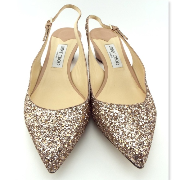 New JIMMY CHOO champagne Glitter Slingback Pump 43 - Picture 4 of 8